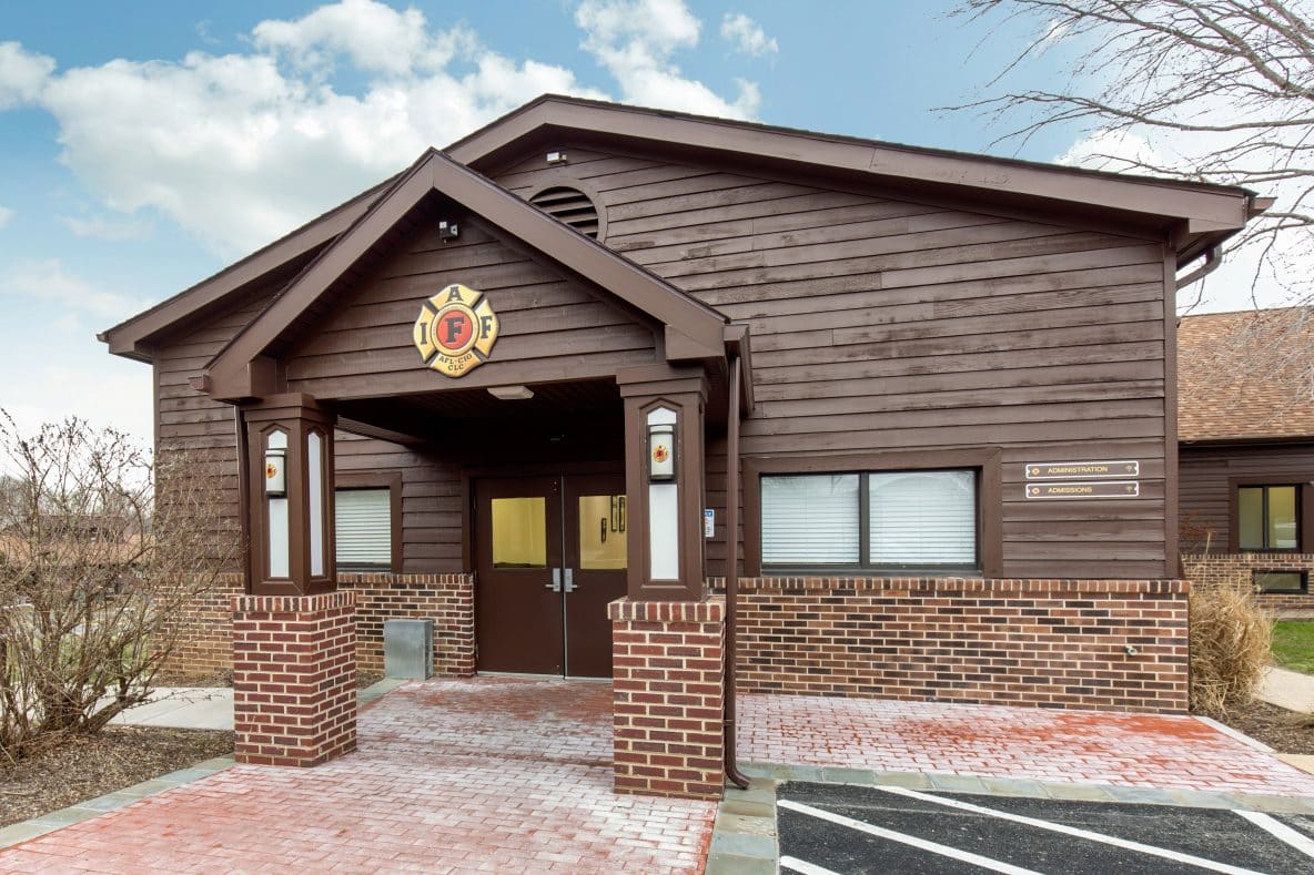 front entrance to iaff center of excellence